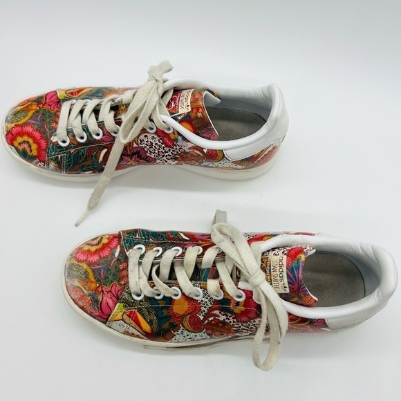 ADIDAS STAN SMITH WOMENS COLORFUL FLORAL & FRUITY LACE UP LEATHER SNEAKERS SZ 7 - Picture 4 of 15